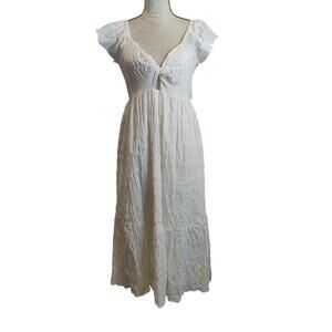Universal Thread Sz XL White Smocked Maxi Dress Keyhole Milkmaid Prairie